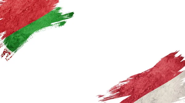 Vlajky Běloruska Monaka Bílém Pozadí — Stock fotografie