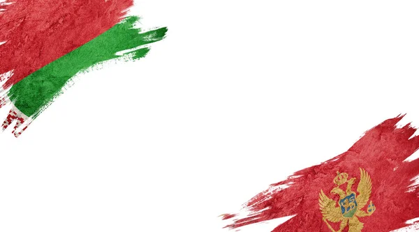 Σημαίες Της Λευκορωσίας Και Του Μαυροβουνίου Λευκό Φόντο — Φωτογραφία Αρχείου