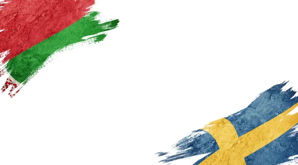 Прапори Білорусі Швеції Білій Смузі — стокове фото