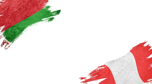 Beyaz Sırt Grubunda Belarus Peru Bayrakları — Stok fotoğraf
