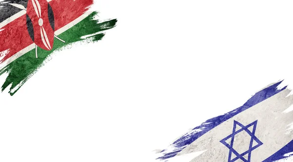 Bandeiras Quênia Israel Backgroun Branco — Fotografia de Stock