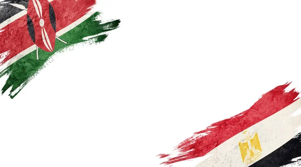 Bandiere Del Kenya Dell Egitto Sfondo Bianco — Foto Stock