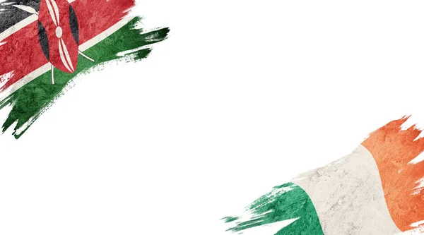 Bandiere Del Kenya Dell Irlanda Sfondo Bianco — Foto Stock