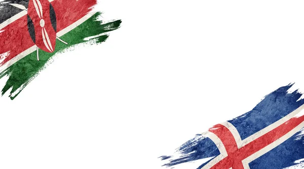 Vlajky Keni Islandu Bílém Pozadí — Stock fotografie