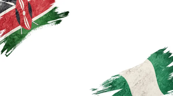 Bandiere Del Kenya Della Nigeria Sfondo Bianco — Foto Stock