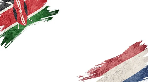 Bandiere Del Kenya Del Nederland Sfondo Bianco — Foto Stock