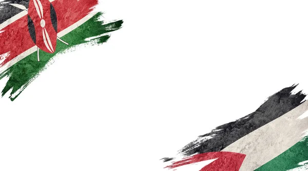 Bandiere Del Kenya Della Palestina Sfondo Bianco — Foto Stock