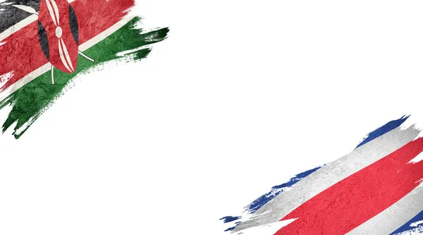 Bandeiras Quênia Costa Rica Backgroun Branco — Fotografia de Stock