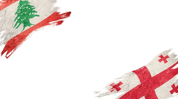 Flaggen Des Libanon Und Georgiens Auf Weißem Hintergrund — Stockfoto