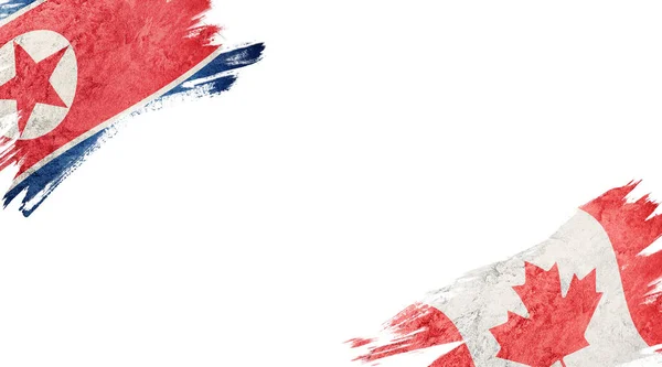 白地に北朝鮮とカナダの国旗 — ストック写真
