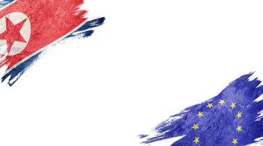 Kuzey Kore ve Avrupa Birliği bayrakları beyaz grupta