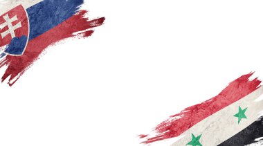Beyaz arka grubunda Slovakya ve Suriye bayrakları