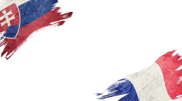 斯洛伐克和法国在白色背景上的国旗N — 图库照片