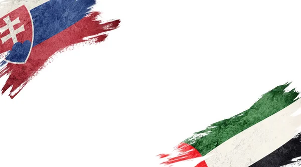 ธงของสโลวาเก ยและย เออ บนพ นหล ขาว — ภาพถ่ายสต็อก