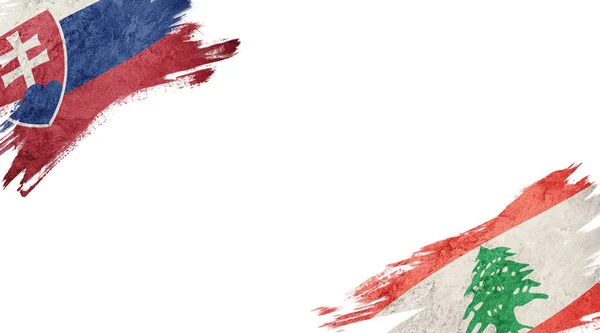 Slovakiens Och Libanons Flaggor Vit Bakgrund — Stockfoto