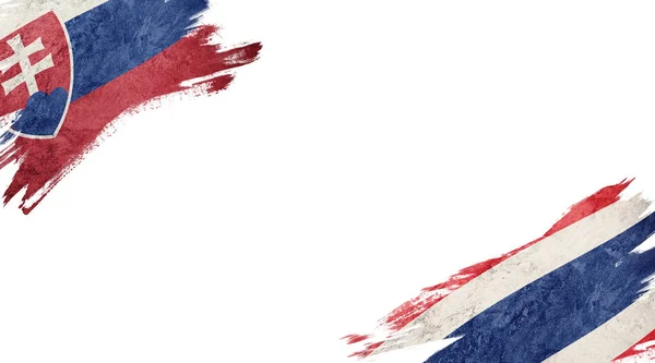 Flagi Słowacji Tajlandii Białym Tle — Zdjęcie stockowe