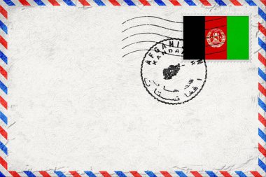 Afghanistan Kandahar Vintage Air Mail Envelope with Flag and Postmark