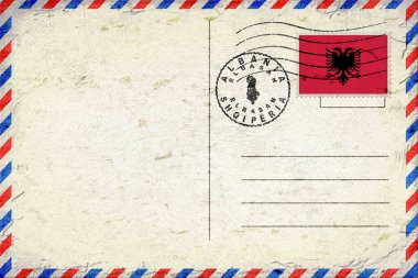 Albania Elbasan Vintage Air Mail Envelope with Flag and Postmark