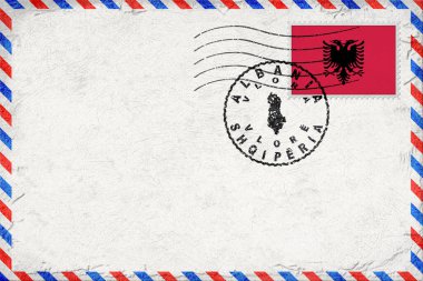 Albania Vlora Vintage Air Mail Envelope with Flag and Postmark