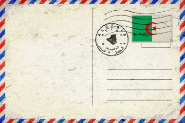 Algeria Blida Vintage Air Mail Envelope with Flag and Postmark