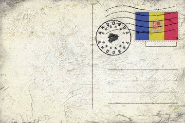 Andorra Encamp Old Style Mail Envelope with Flag and Postmark