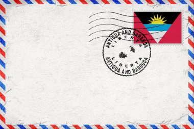 Antigua and Barbuda Liberta Vintage Air Mail Envelope with Flag and Postmark