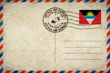 Antigua and Barbuda Codrington Vintage Air Mail Envelope with Flag and Postmark