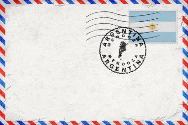 Argentina Mendoza Vintage Air Mail Envelope with Flag and Postmark