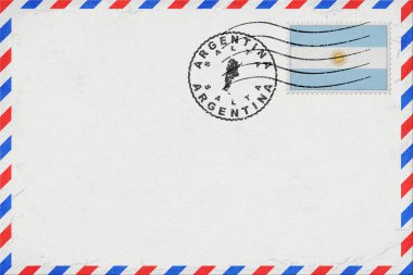 Argentina Salta Vintage Air Mail Envelope with Flag and Postmark