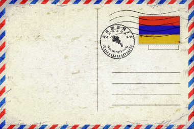 Armenia Hrazdan Vintage Air Mail Envelope with Flag and Postmark