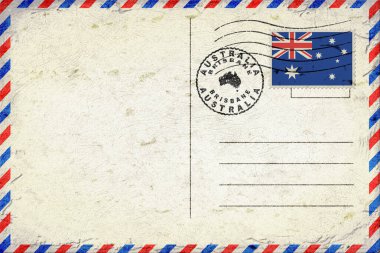 Australia Brisbane Vintage Air Mail Envelope with Flag and Postmark