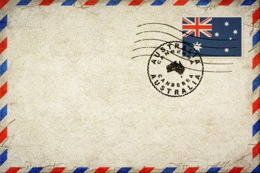 Australia Canberra Vintage Air Mail Envelope with Flag and Postmark