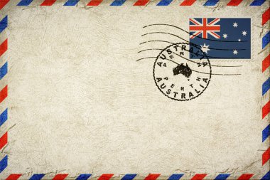 Australia Perth Vintage Air Mail Envelope with Flag and Postmark