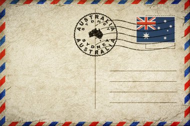 Australia Sydney Vintage Air Mail Envelope with Flag and Postmark