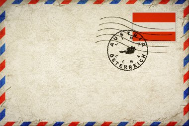 Austria Linz Vintage Air Mail Envelope with Flag and Postmark