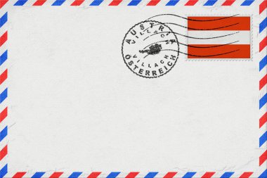Austria Villach Vintage Air Mail Envelope with Flag and Postmark