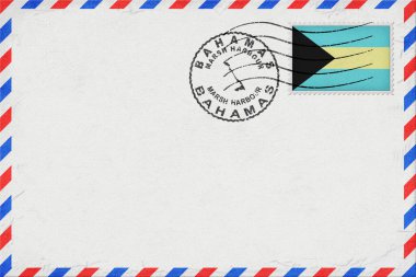 Bahamas Marsh Harbour Vintage Air Mail Envelope with Flag and Postmark