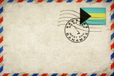 Bahamas West End Vintage Air Mail Envelope with Flag and Postmark