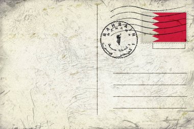 Bahrain Manama Old Style Mail Envelope with Flag and Postmark