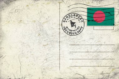 Bangladesh Rajshahi Old Style Mail Envelope with Flag and Postmark