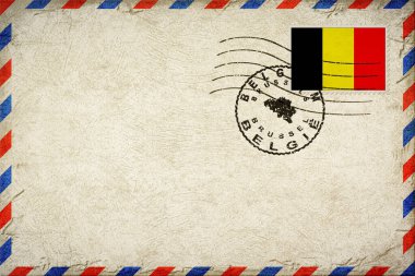 Belgium Brussels Vintage Air Mail Envelope with Flag and Postmark