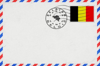 Belgium Namur Vintage Air Mail Envelope with Flag and Postmark