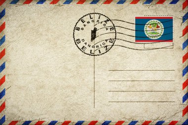 Belize Dangriga Vintage Air Mail Envelope with Flag and Postmark