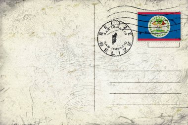 Belize San Ignacio Old Style Mail Envelope with Flag and Postmark