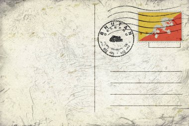 Bhutan Gelephu Old Style Mail Envelope with Flag and Postmark