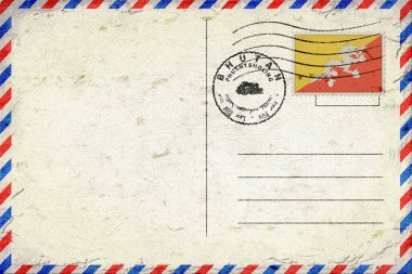 Bhutan Phuentsholing Vintage Air Mail Envelope with Flag and Postmark