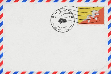 Bhutan Paro Vintage Air Mail Envelope with Flag and Postmark