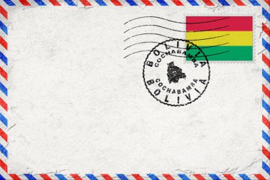 Bolivia Cochabamba Vintage Air Mail Envelope with Flag and Postmark