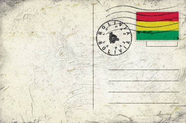 Bolivia La Paz Old Style Mail Envelope with Flag and Postmark