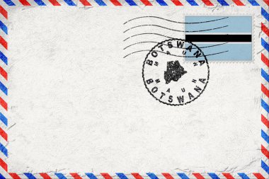 Botswana Maun Vintage Air Mail Envelope with Flag and Postmark